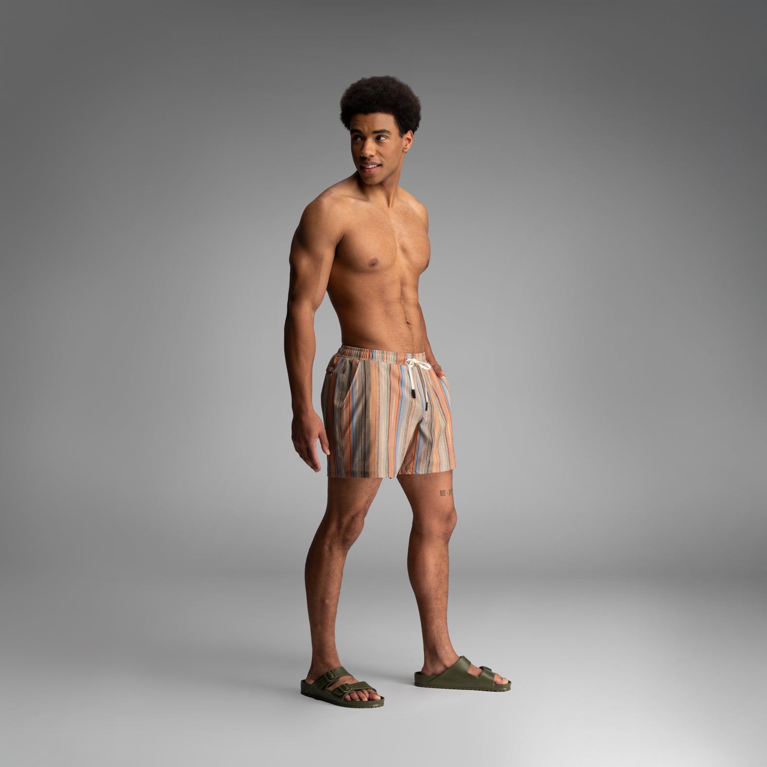 Shoreline 5" Short 2n1 : Ikat Stripe - Beige | BN3TH Underwear