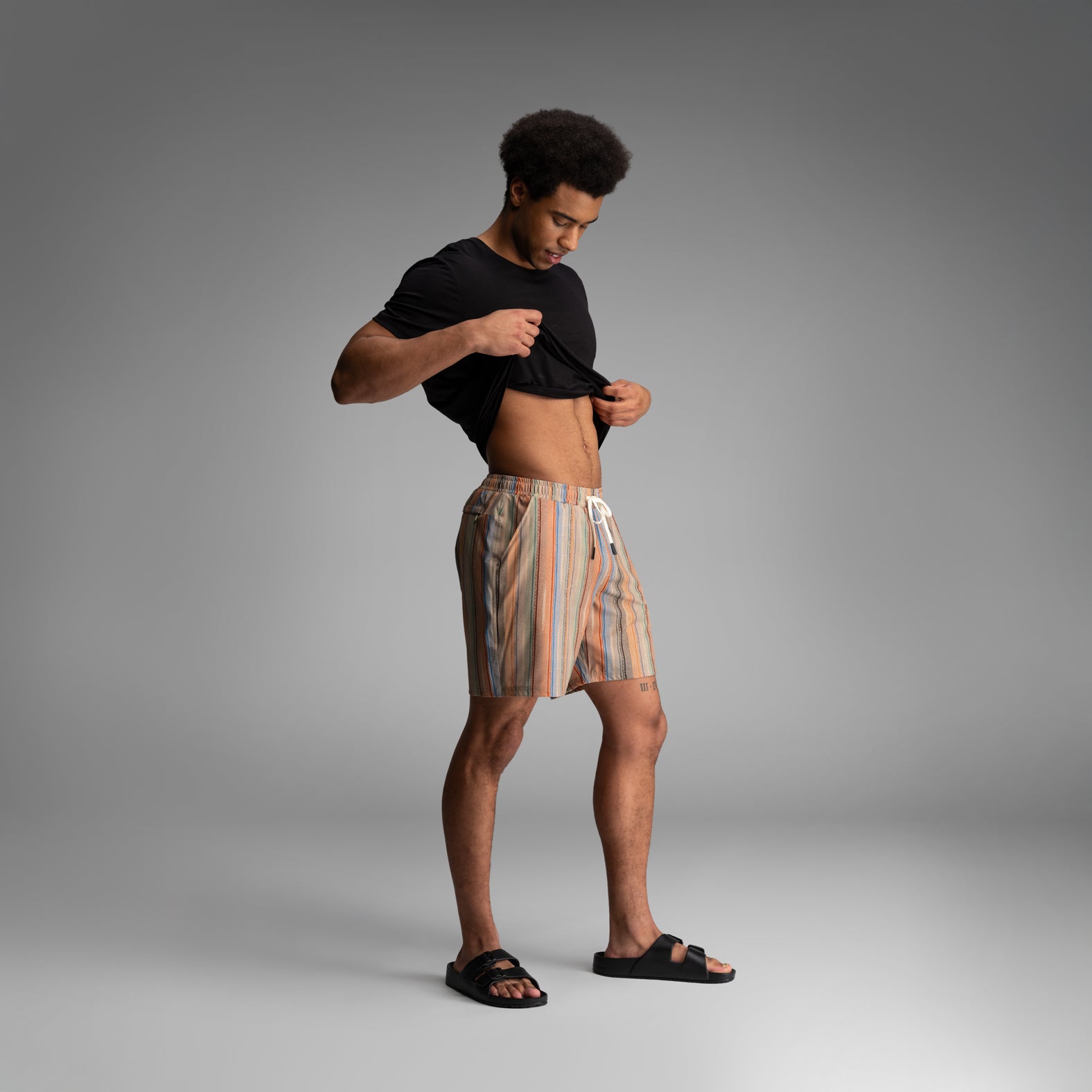 Shoreline 7" Short 2n1 : Ikat Stripe - Beige | BN3TH Underwear