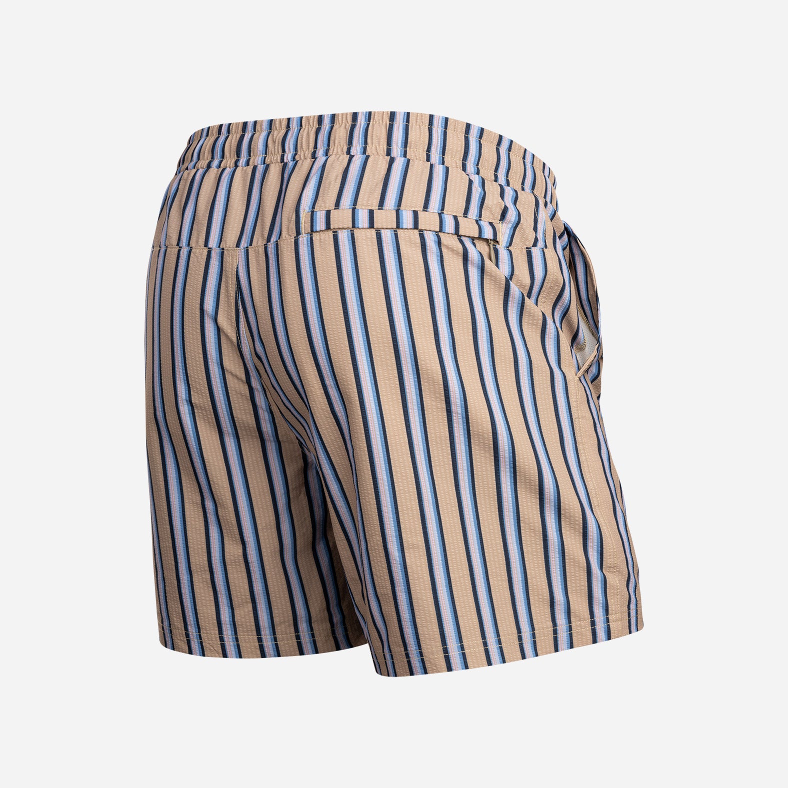 Wave 5" Swim Short 2N1 : Menswear Stripe - Beige | BN3TH Underwear