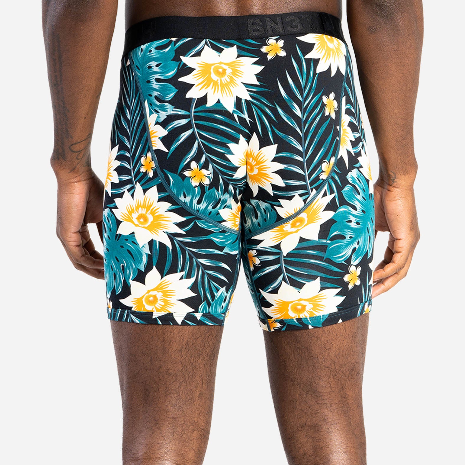 CLASSIC BOXER BRIEF WITH FLY: TROPICAL FLORAL BLACK