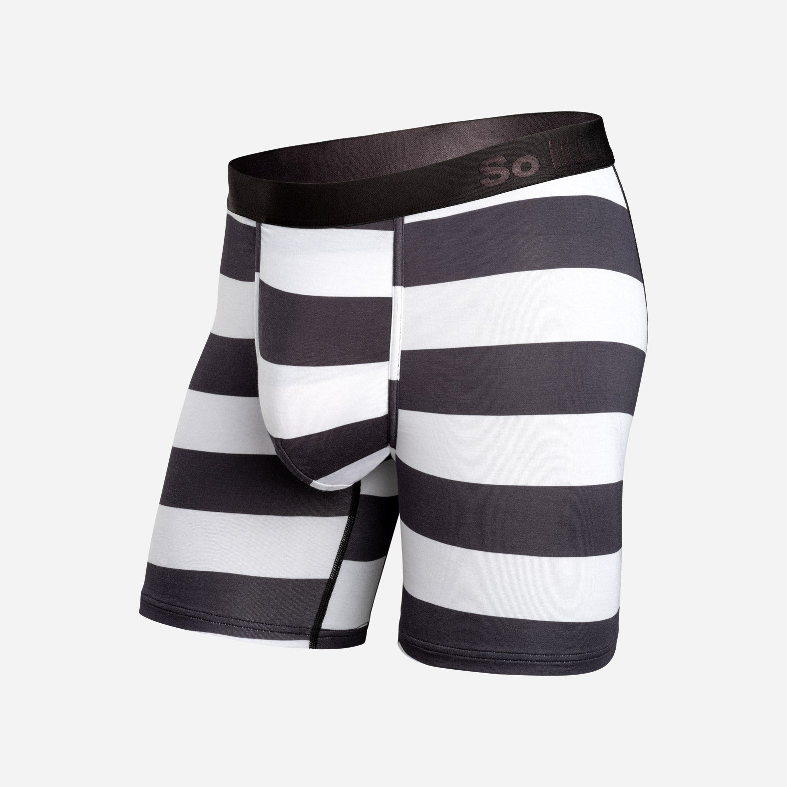 Classic Icon Boxer Brief: Black and White Stripes