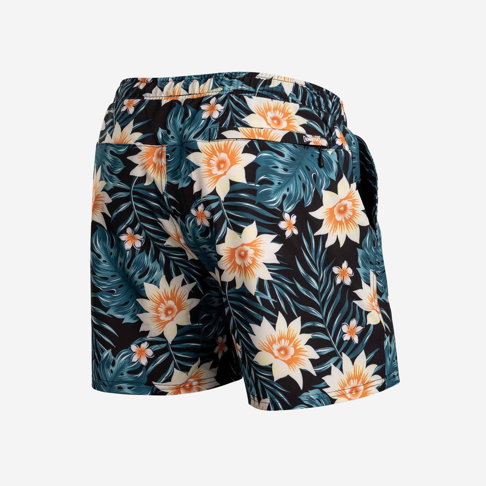 AGUA VOLLEY 2n1 SWIM SHORT 5": TROPICAL FLORAL BLACK