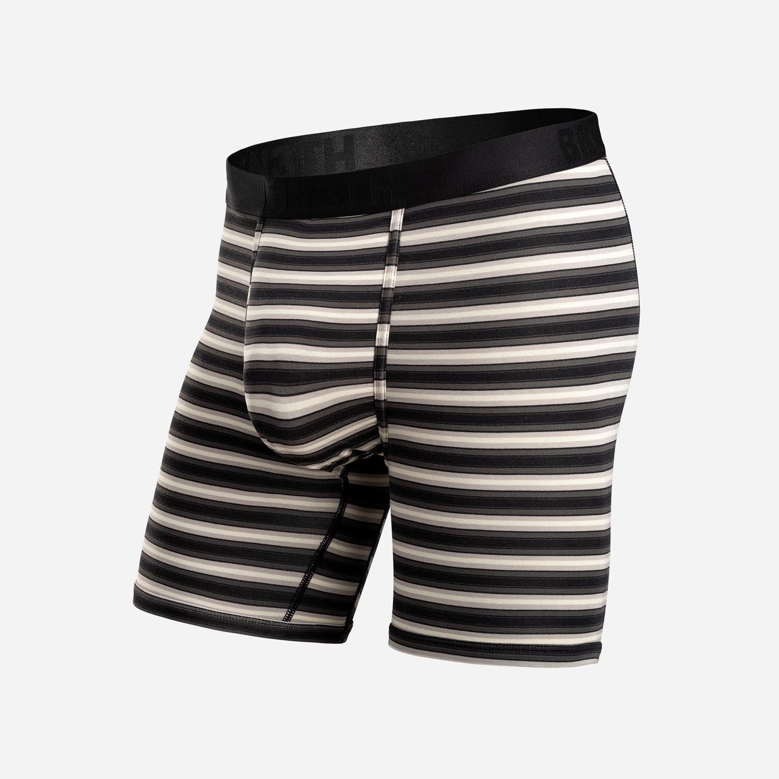 CLASSIC BOXER BRIEF WITH FLY: TRACK STRIPE BLACK