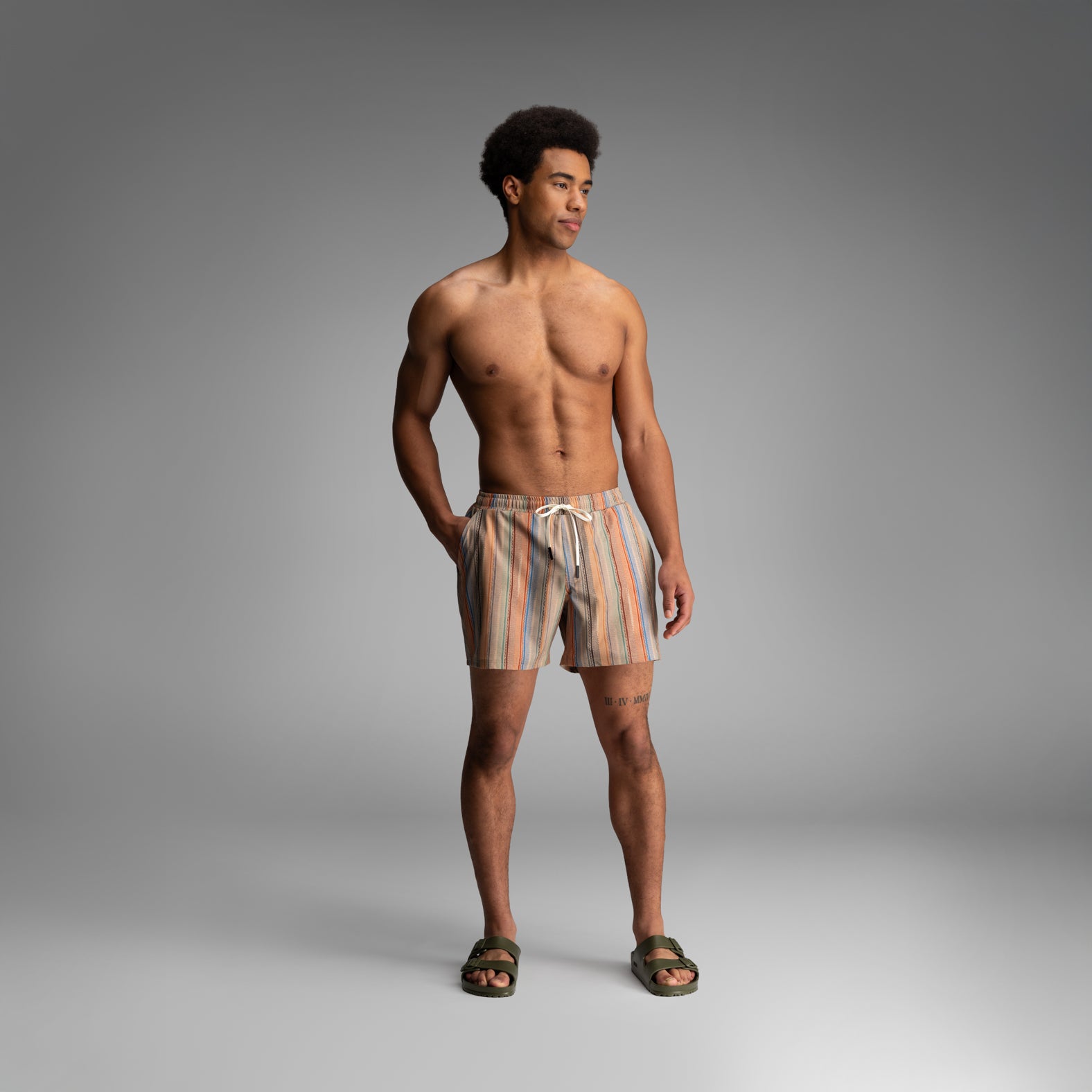 Shoreline 5" Short 2n1 : Ikat Stripe - Beige | BN3TH Underwear