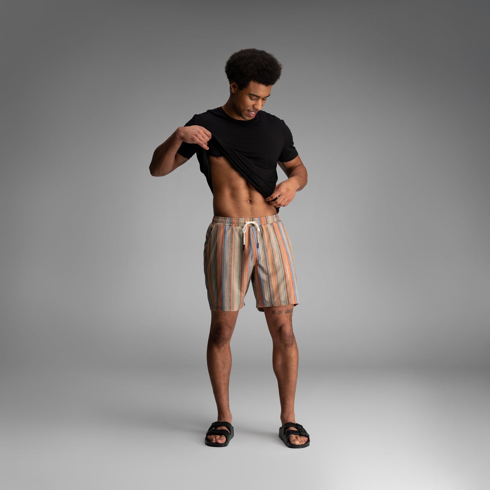 Shoreline 7" Short 2n1 : Ikat Stripe - Beige | BN3TH Underwear