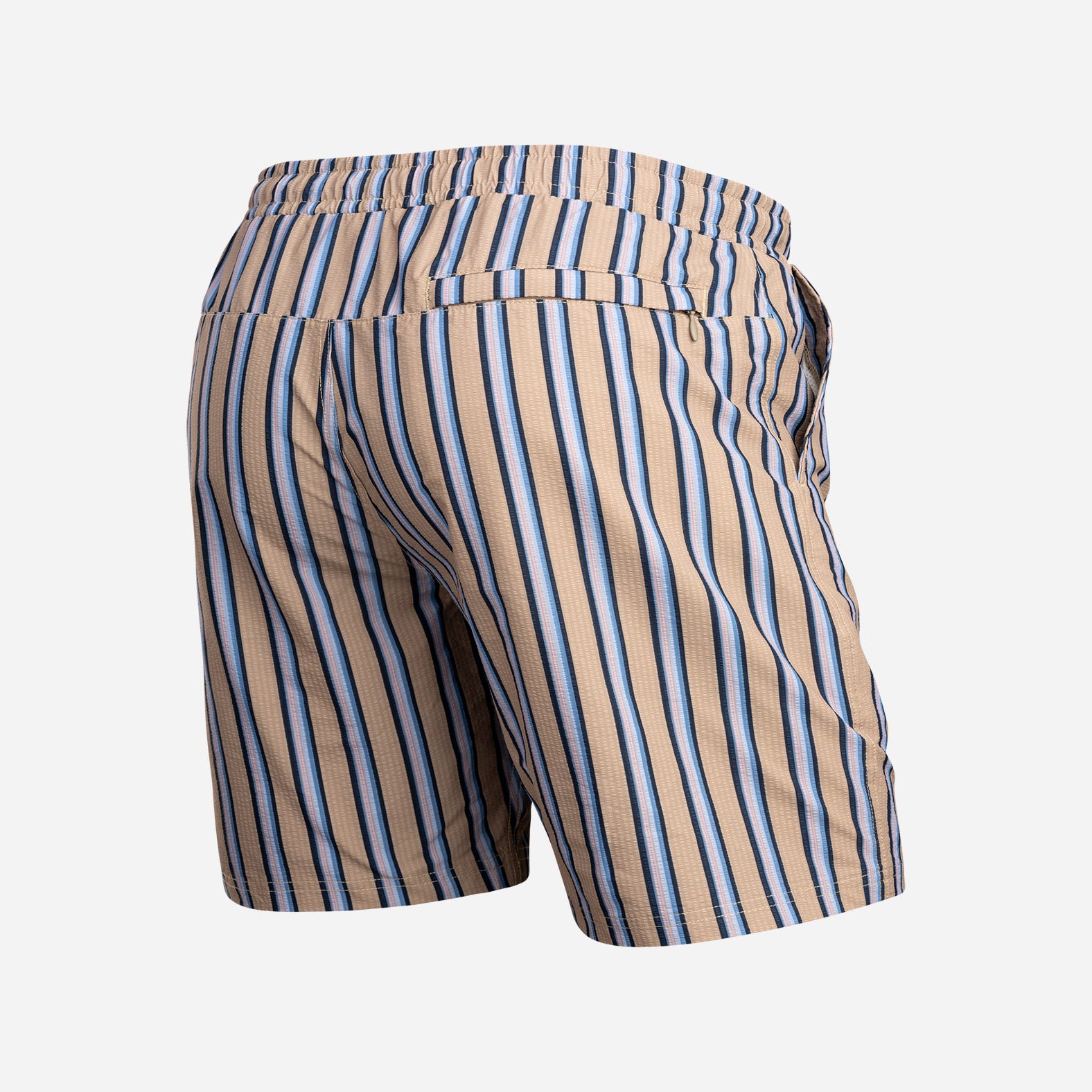 Wave 7" Swim Short 2N1 : Menswear Stripe - Beige  | BN3TH Underwear