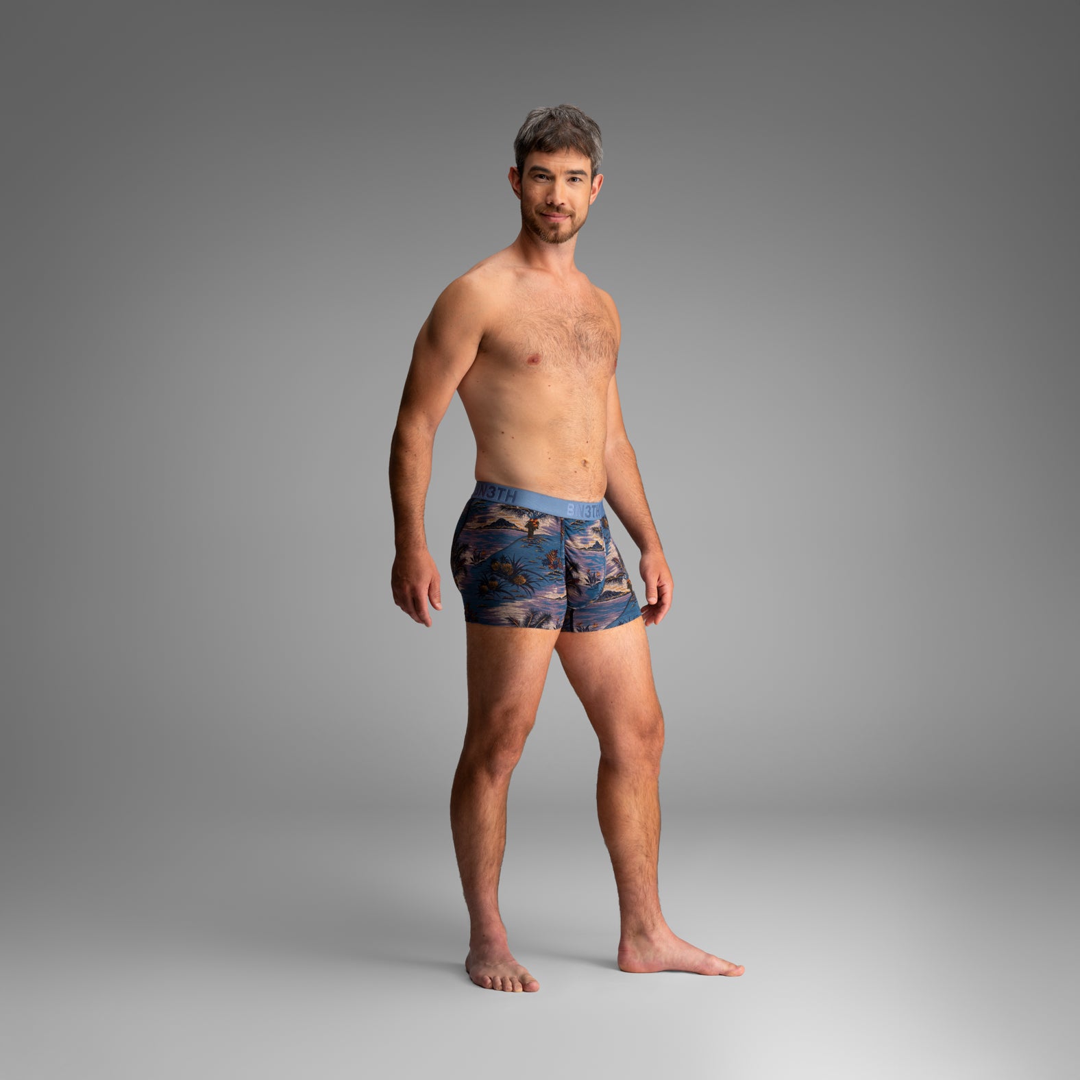 Classic Icon Trunk:  Vintage Tropics - Heather Fog from BN3TH Underwear