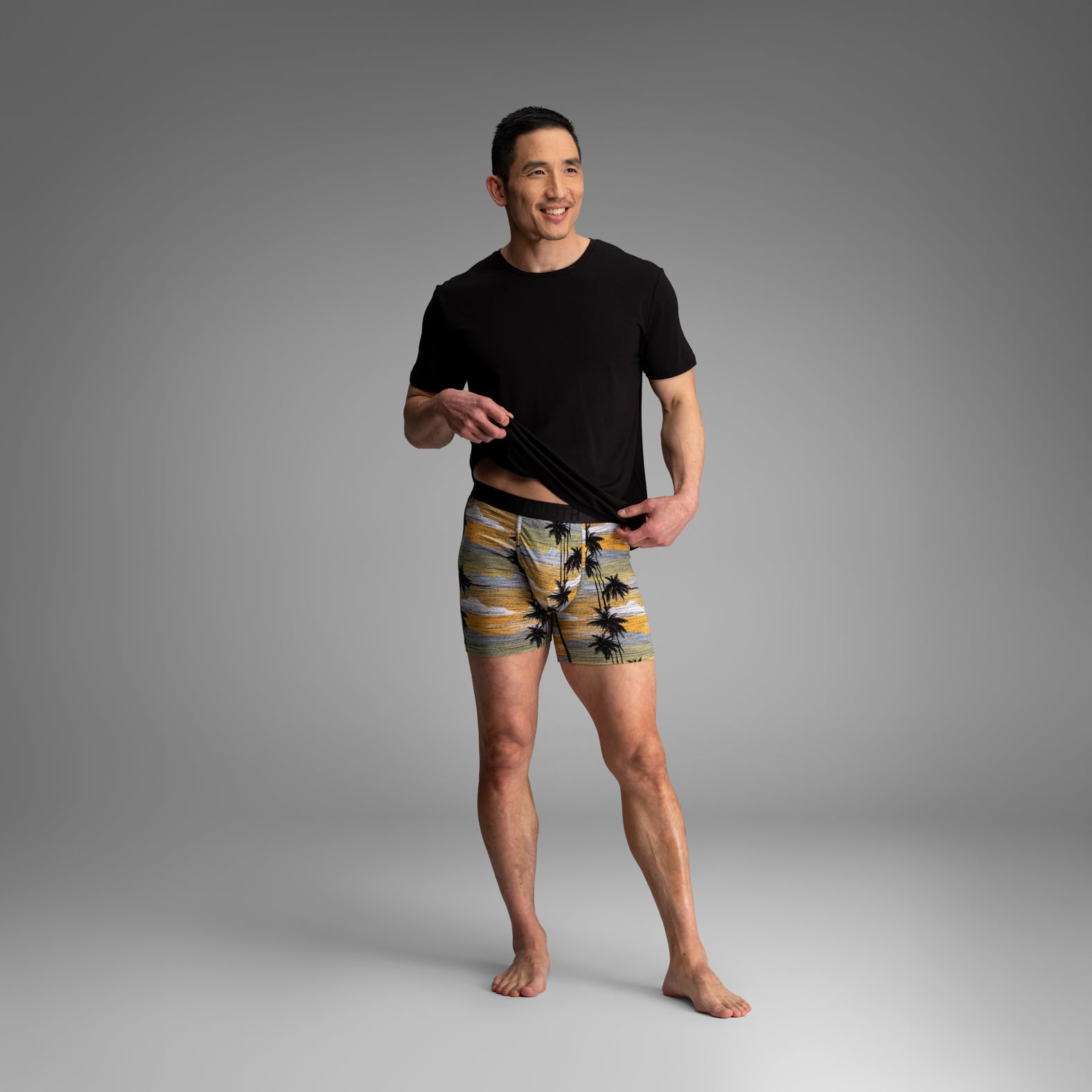 Essentials Boxer Brief: Black/Palm Tree Horizon 2 Pack from BN3TH Underwear