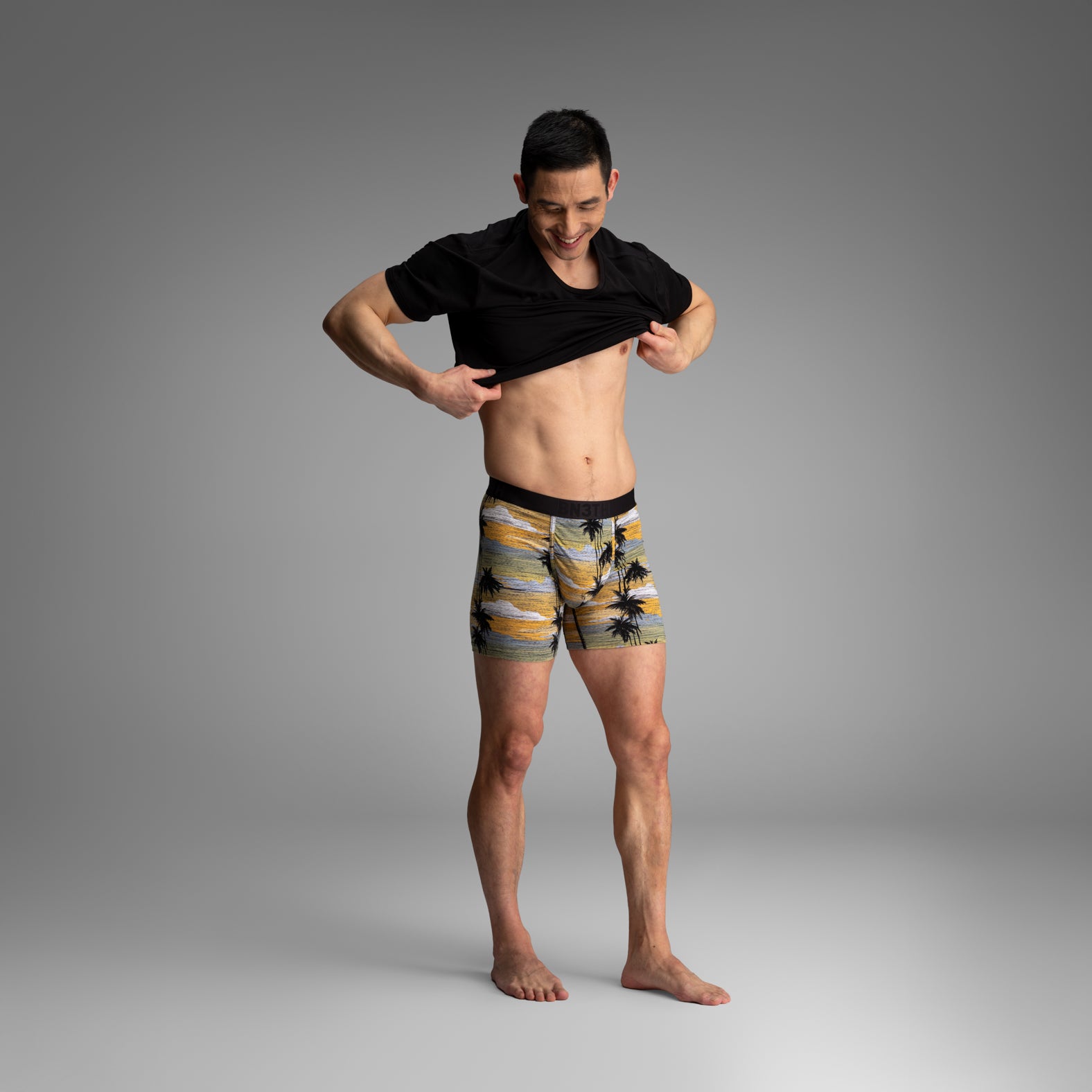 Essentials Boxer Brief: Palm Tree Horizon - Slate from BN3TH Underwear