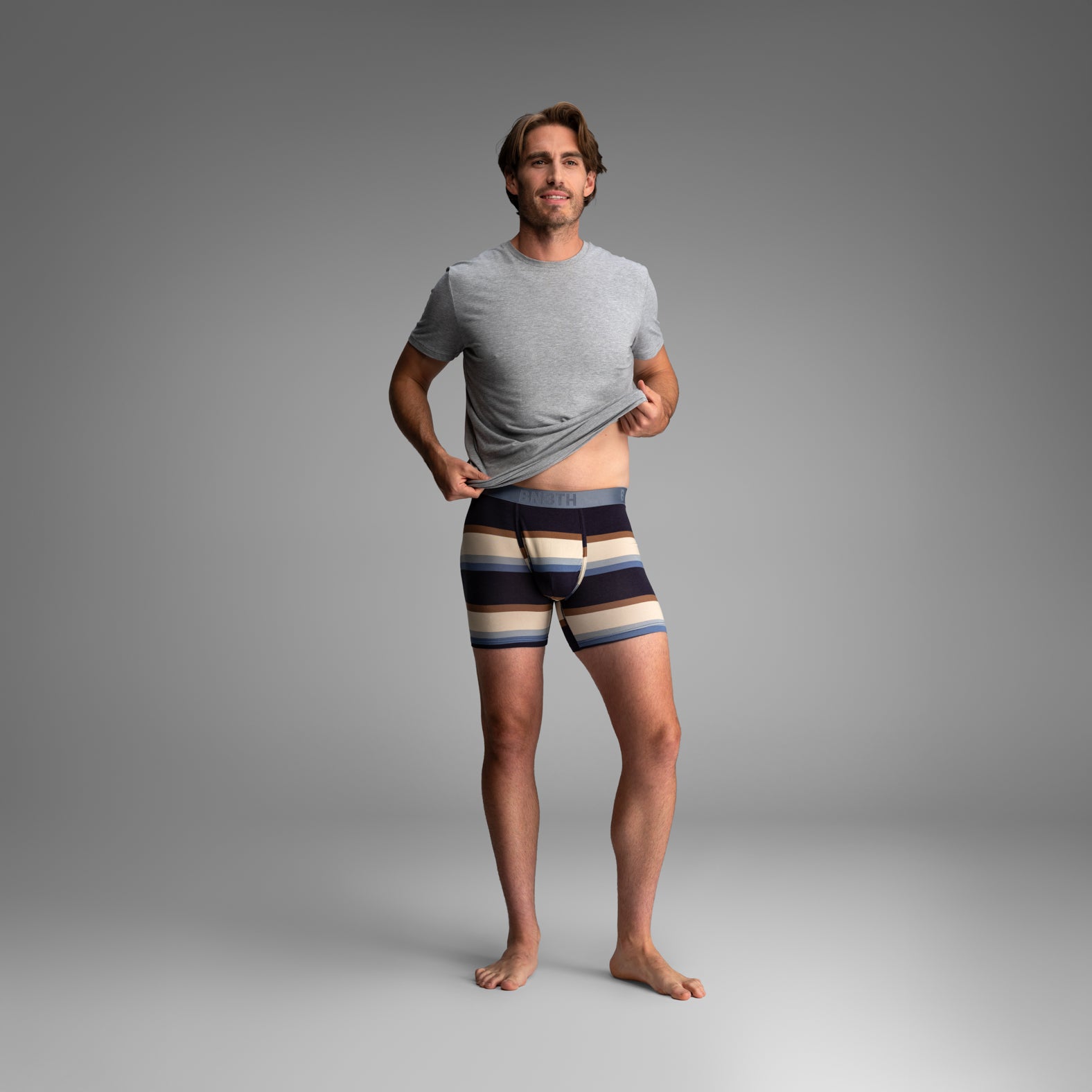 Essentials Boxer Brief: Retro Wide Stripe - Dark Navy from BN3TH Underwear