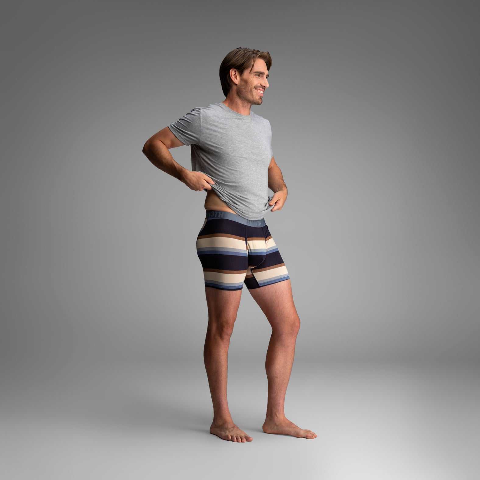Essentials Boxer Brief: Retro Wide Stripe - Dark Navy from BN3TH Underwear