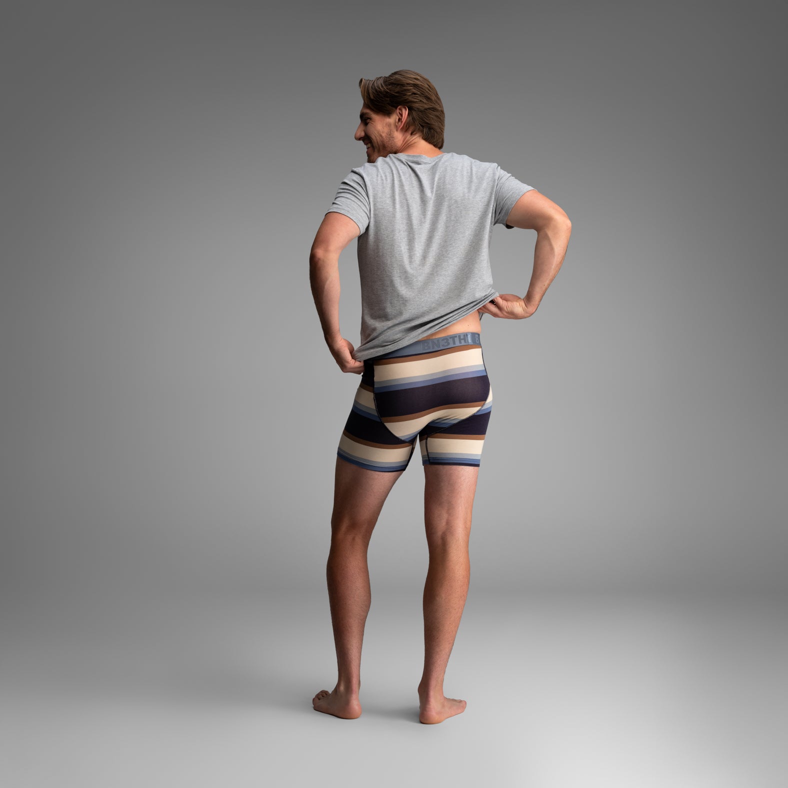 Essentials Boxer Brief: Retro Wide Stripe - Dark Navy from BN3TH Underwear