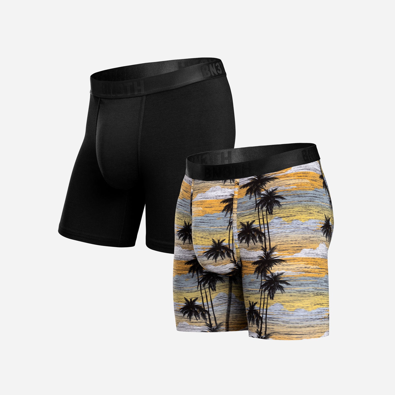 Essentials Boxer Brief: Black/Palm Tree Horizon 2 Pack from BN3TH Underwear