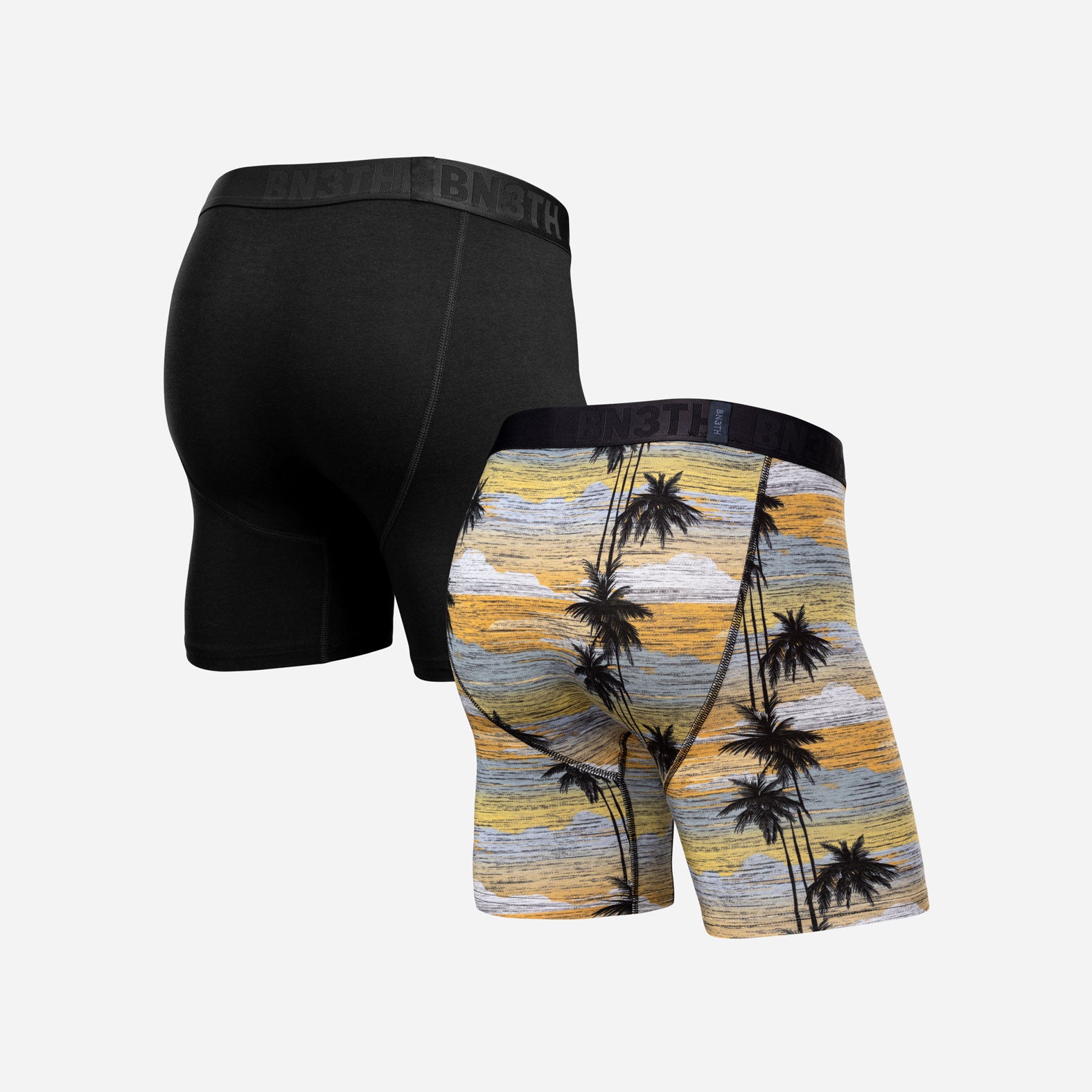 Essentials Boxer Brief: Black/Palm Tree Horizon 2 Pack from BN3TH Underwear