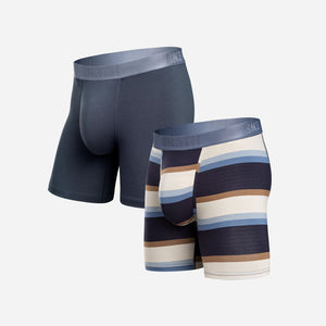 Essentials Boxer Brief: Midnight Navy/Retro Wide Strip 2 Pack from BN3TH Underwear