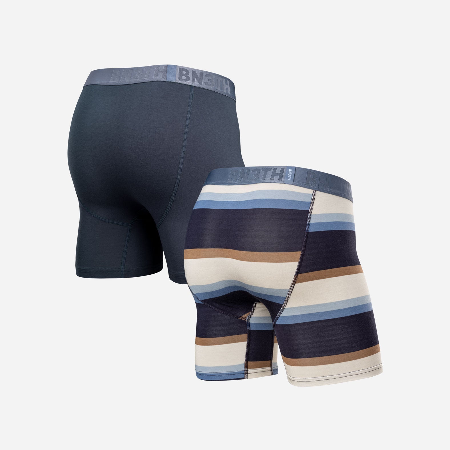 Essentials Boxer Brief: Midnight Navy/Retro Wide Strip 2 Pack from BN3TH Underwear