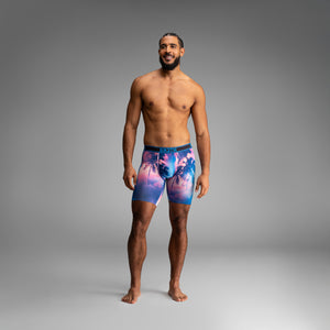 Pro Flex Max Boxer Brief: Smokey Palms-Blue Lolite | BN3TH Underwear