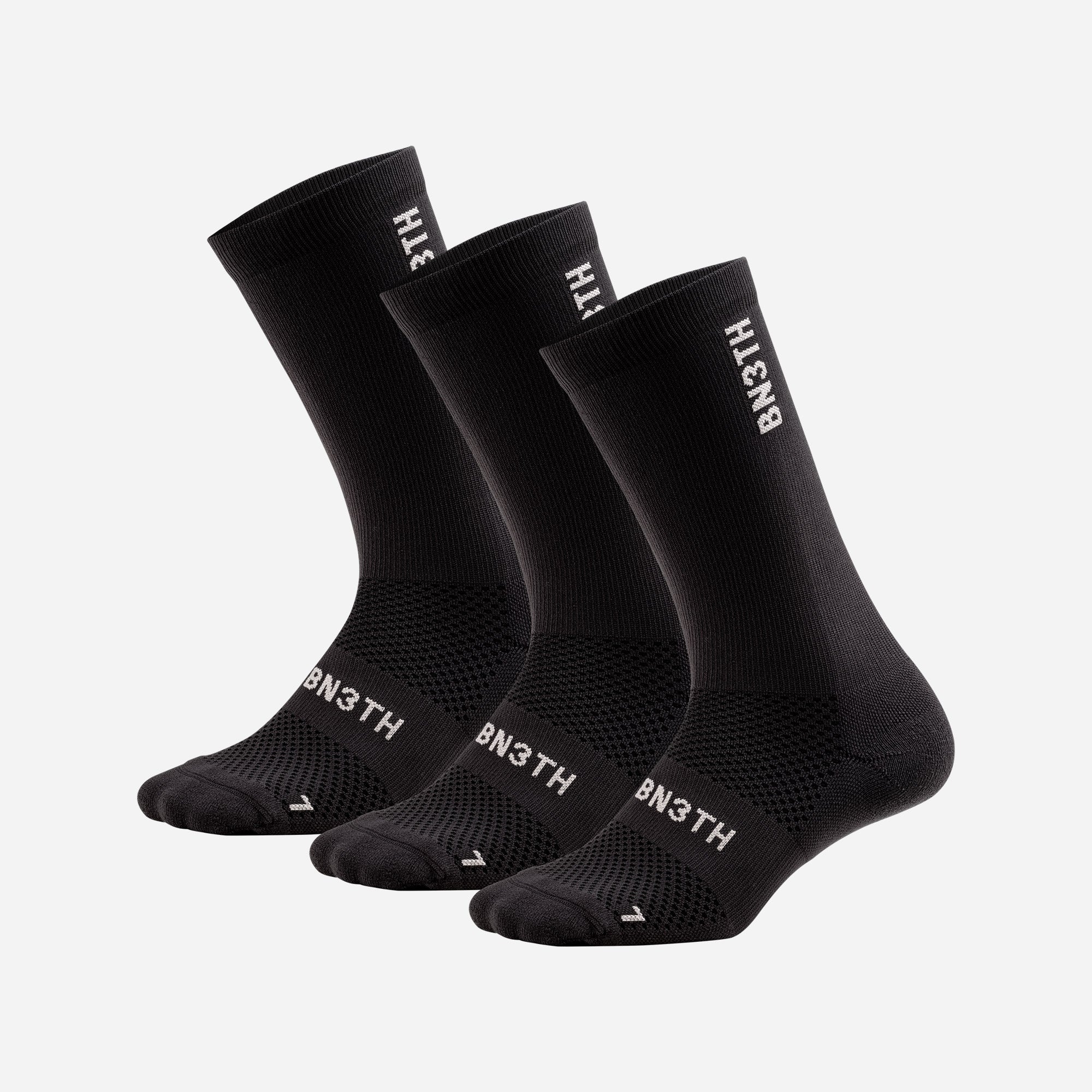 Pro Crew Sock Black 3 Pack Side