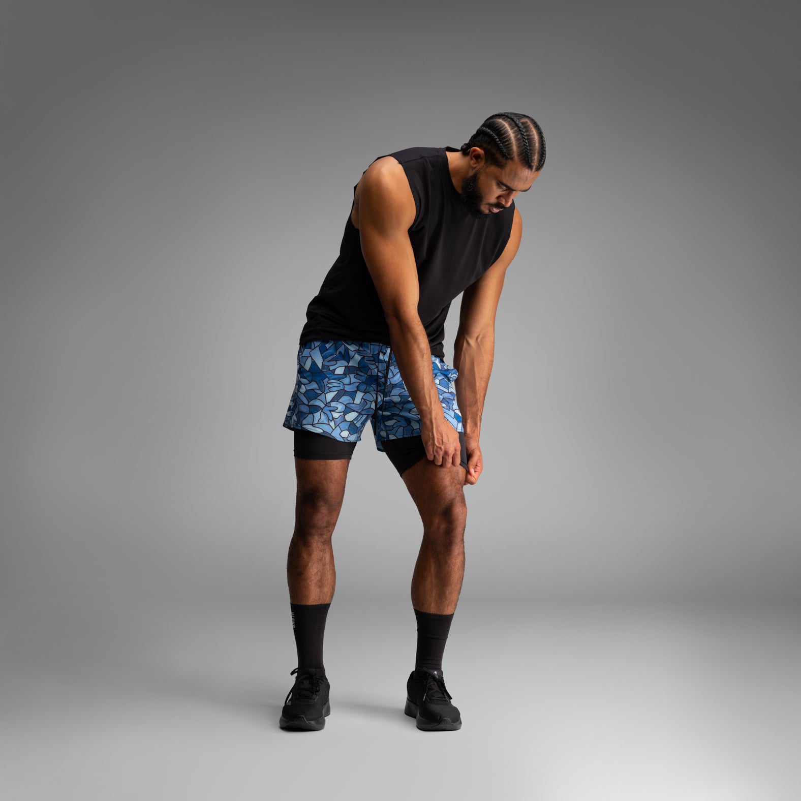 Session 2N1 Training Short 5":  Lucas Beaufort Paint - Blue | BN3TH Underwear