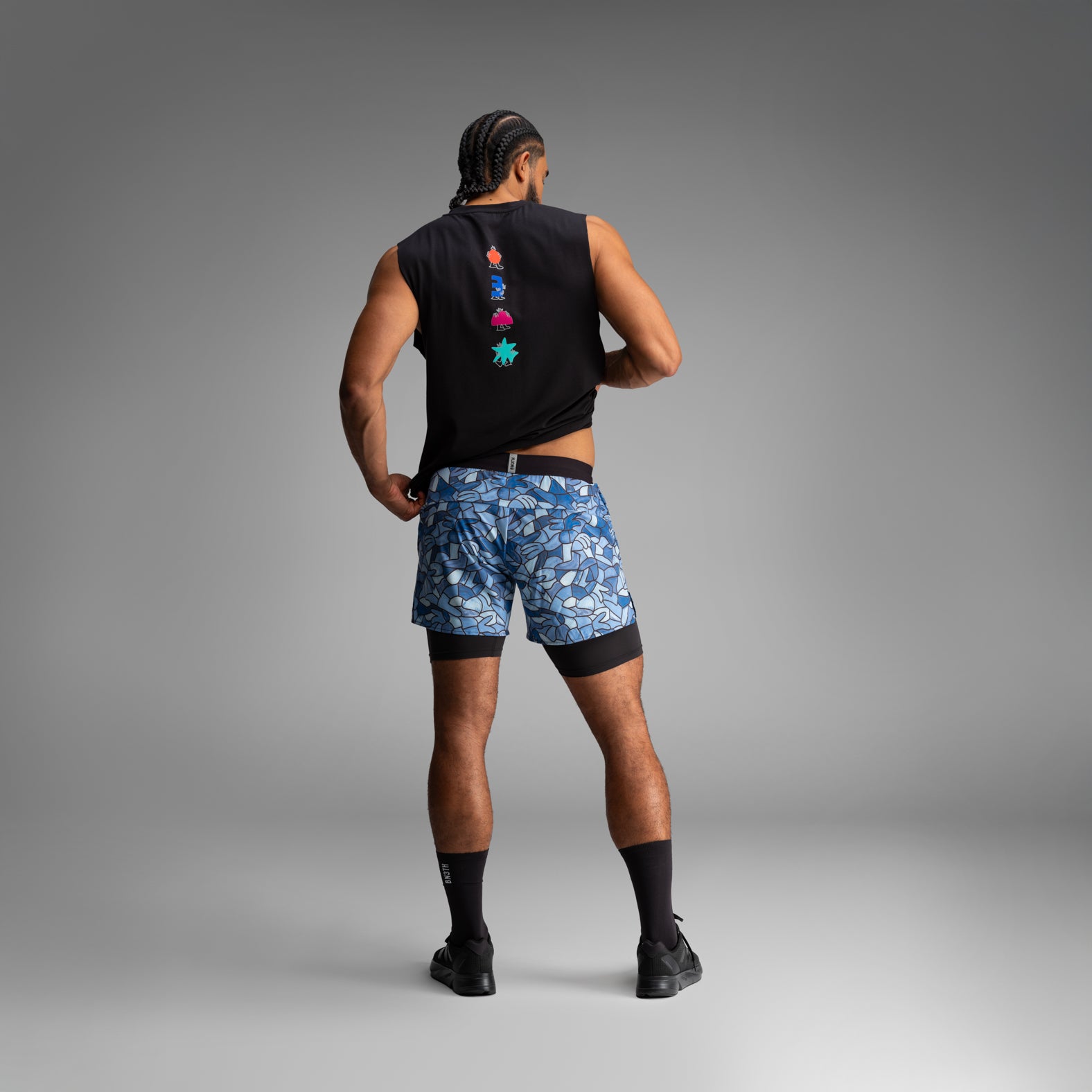 Session 2N1 Training Short 5":  Lucas Beaufort Paint - Blue | BN3TH Underwear