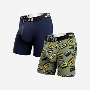 OUTSET BOXER BRIEF: NAVAL/CASSETTE MADNESS CEDAR 2 PACK