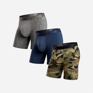 CLASSIC BOXER BRIEF: NAVY/HEATHER CHARCOAL/CAMO GREEN 3 PACK