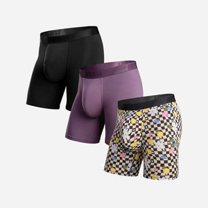 Classic Icon Boxer Brief Bundle: Black/Vintage Violet/Psychodelic Floral Sand 3-Pack