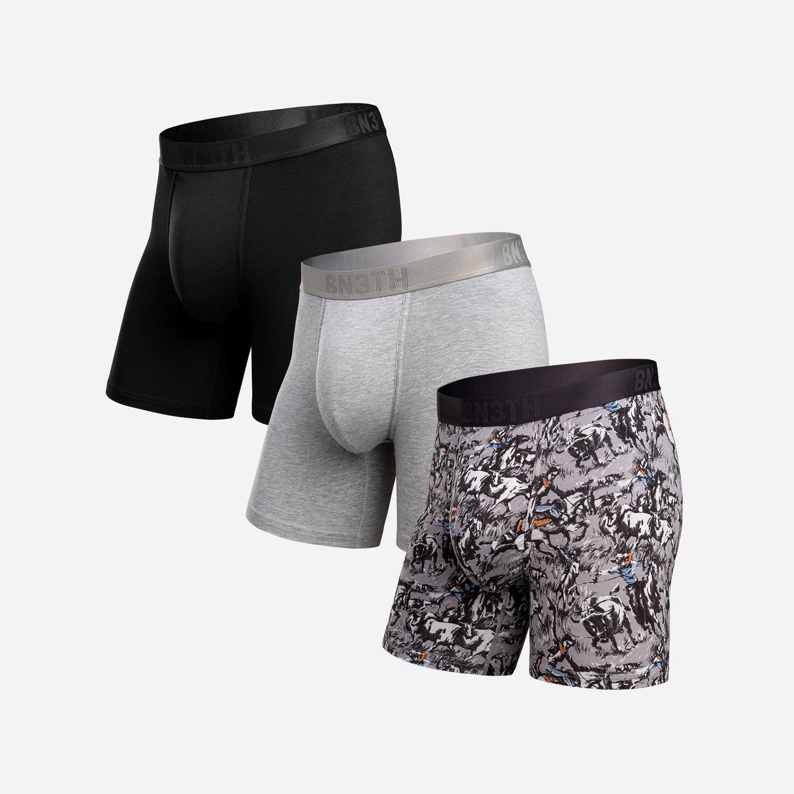 Essentials Boxer Brief : Prairie Dust Up/Heather Grey/Black 3 Pack