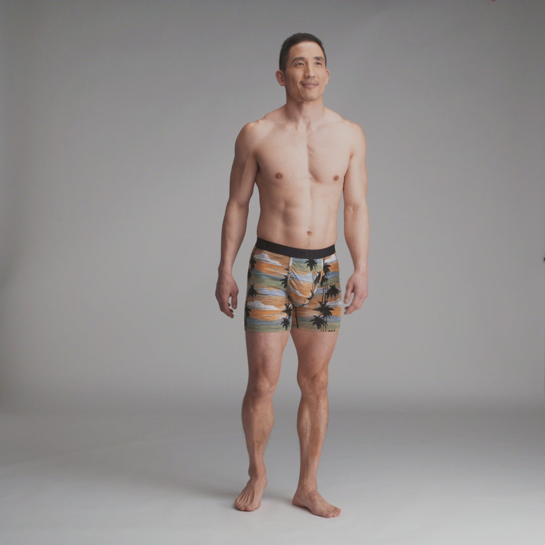 Essentials Boxer Brief: Black/Palm Tree Horizon 2 Pack from BN3TH Underwear