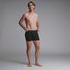 Black men's boxer briefs with a wide elastic waistband, shown on a light gray background. Essentials Boxer Brief: Black
