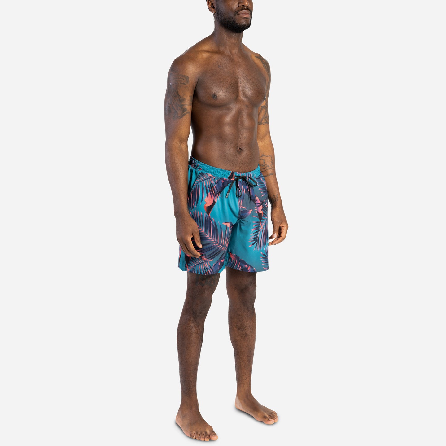 AGUA VOLLEY 2n1 SWIM SHORT 7" : RADICAL TROPICS TEAL